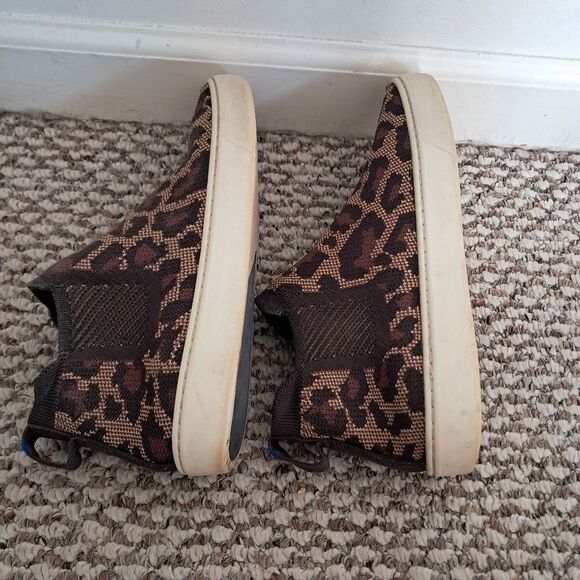 *Final Price* Rothy's Sneakers Slip Ons Women's 7.5 Leopard Print Knit Chelsea - Picture 6 of 8